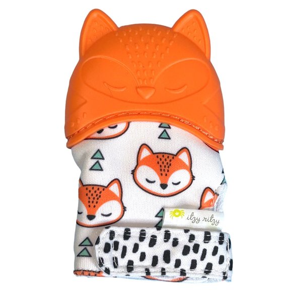 Itzy Ritzy Teether Teething Mitt Mitten Fox Theme‎ Orange Hand Cover - Picture 1 of 4